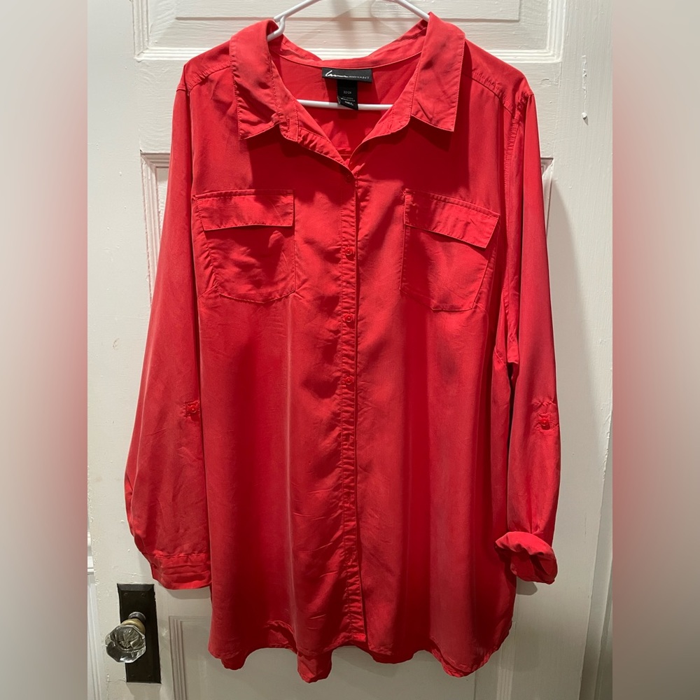 Lane Bryant Orange Tunic Blouse, 2XL, 22/24